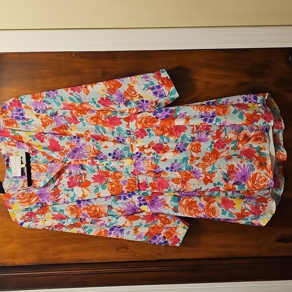Colorful Floral Button-Up Dress